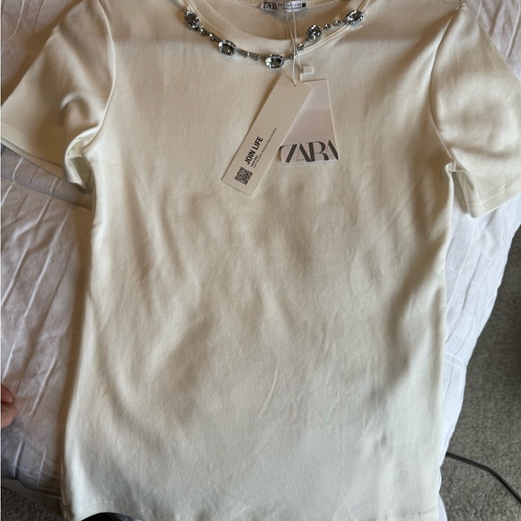Zara white top with embellishments - Picture 3 of 5